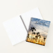 青と黄色の曇りヤシの木の夕日 ノートブック (内部)