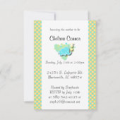 青と黄色の格子模様(ベビー象) 招待状 (裏面)