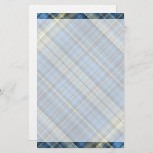 青と黄色の格子模様 便箋 (正面/裏面)