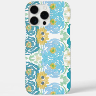 青と黄色の水彩花柄 iPhone 16 PRO MAXケース