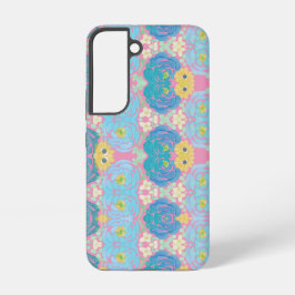 青と黄色の水彩花柄 SAMSUNG GALAXY S22ケース