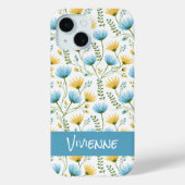 青と黄色の水彩野の花の名前 Case-Mate iPhoneケース (裏面)