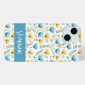青と黄色の水彩野の花の名前 Case-Mate iPhoneケース (裏面 (横))