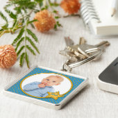 青と黄色の水玉模様フォトキーチェーン キーホルダー (側面)