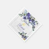 青と黄色の水色のフローラ結婚のナプキン スタンダードカクテルナプキン (角)