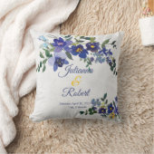 青と黄色の水色のフローラ結婚の クッション (ブランケット)