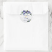 青と黄色の水色のフローラ結婚のinvitati ラウンドシール (バッグ)