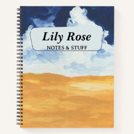 青と黄色の水色の抽象芸術 パーソナライズされた ノートブック