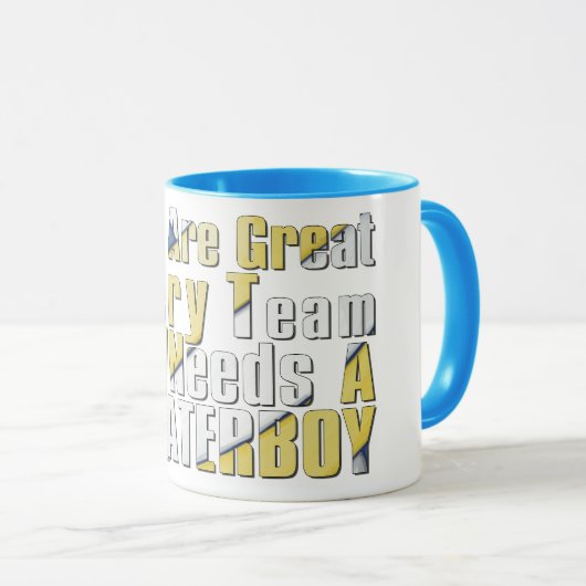 青と黄色の水辺バレーボール マグカップ (正面右)