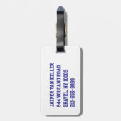 青と黄色の水辺バレーボール ラゲッジタグ (裏面縦)