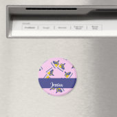 青と黄色の氷のスケートで滑る靴 マグネット (インサイチュ (食洗機))