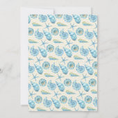 青と黄色の海の生き物の結婚式写真 セーブザデート (裏面)