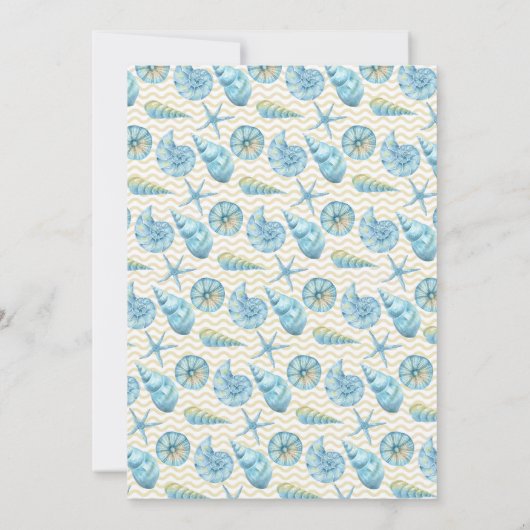 青と黄色の海の生き物の結婚式写真 セーブザデート (裏面)