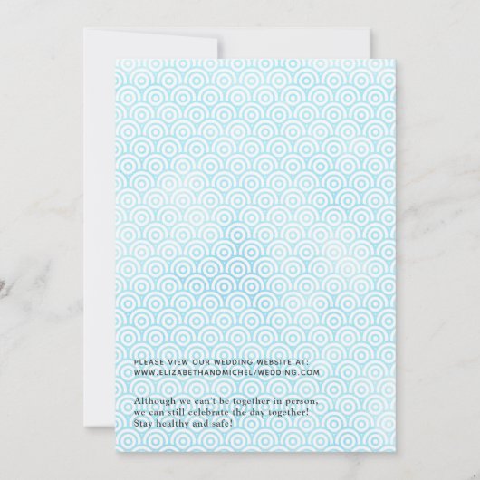 青と黄色の海の生活オンライン仮想結婚物 招待状 (裏面)