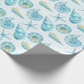 青と黄色の海の生航海の活 ラッピングペーパー (角)