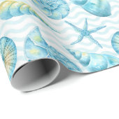 青と黄色の海の生航海の活 ラッピングペーパー (ロールコーナー)