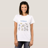 青と黄色の海洋生物 Tシャツ (正面フル)