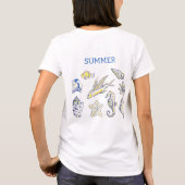 青と黄色の海洋生物 Tシャツ (裏面)
