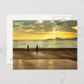 青と黄色の海辺の風景 ポストカード (正面/裏面)