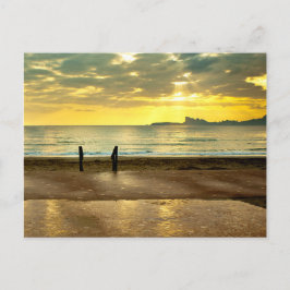 青と黄色の海辺の風景 ポストカード