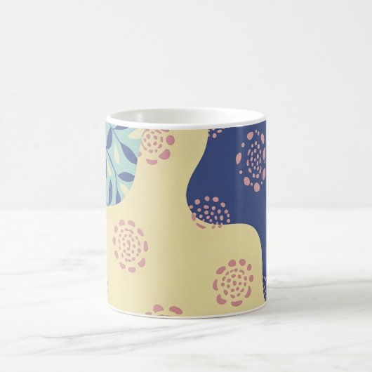 青と黄色の混合メディアジオメトリ コーヒーマグカップ (中央)