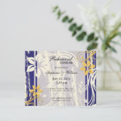 青と黄色の渦巻きリハーサルのディナーカード 招待状 (スタンド正面)