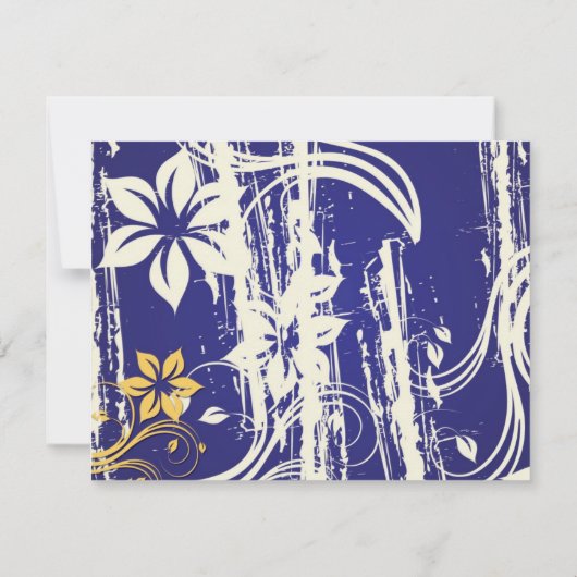 青と黄色の渦巻きリハーサルのディナーカード 招待状 (裏面)