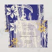 青と黄色の渦巻き ウェディング レセプション カード (正面/裏面)