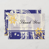 青と黄色の渦巻結婚きサンキューカード サンキューカード (正面/裏面)