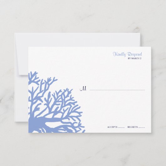 青と黄色の熱帯サンゴの結婚式のrsvp 出欠カード (正面)