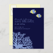 青と黄色の熱帯魚の保存日 案内ポストカード (正面/裏面)