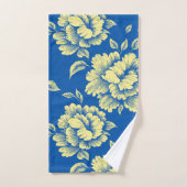 青と黄色の牡丹トイル – フランスのカントリーデコール バスタオルセット (ハンドタオル)