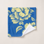 青と黄色の牡丹トイル – フランスのカントリーデコール バスタオルセット (ウォッシュタオル)