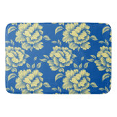 青と黄色の牡丹トイル – フランスのカントリーデコール バスマット (正面)