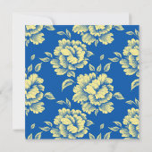 青と黄色の牡丹トイル – フランスのカントリーデコール 招待状 (裏面)