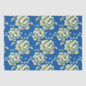 青と黄色の牡丹トイル – フランスのカントリーデコール 薄葉紙 (正面)