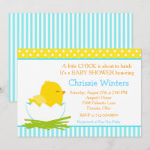 青と黄色の男の子のシック赤ちゃんシャワー