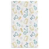 青と黄色の科学アイコンを持つ抱き枕 スモールペーパーバッグ (裏面)