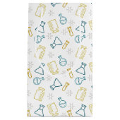 青と黄色の科学アイコンを持つ抱き枕 スモールペーパーバッグ (正面)