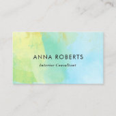 青と黄色の絵を描ビジネスカード 名刺 (正面)