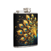 青と黄色の羽毛を引き付ける孔雀 フラスク (右)