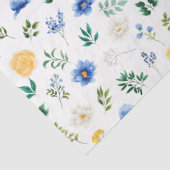 青と黄色の花と葉の模様のティッシュペーパー 薄葉紙 (詳細)