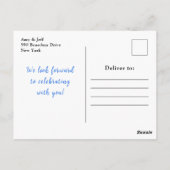 青と黄色の花と葉の赤ちゃんシャワー ポストカード (裏面)