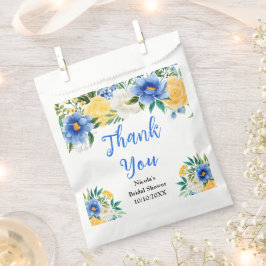 青と黄色の花のウェディングシャワーお礼 フェイバーバッグ