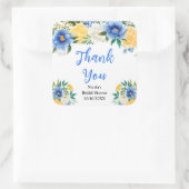 青と黄色の花のウェディングシャワーのお礼 スクエアシール (バッグ)