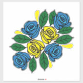 青と黄色の花のフォークアートのナローボート シール (シート)
