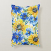 青と黄色の花のブライズシャワー アクセントクッション (正面(垂直))