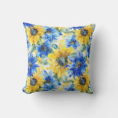 青と黄色の花のブライズシャワー クッション (正面)