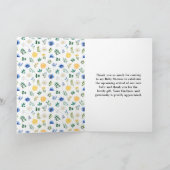青と黄色の花のベイビーシャワー サンキューカード (内部)