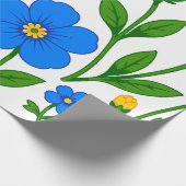 青と黄色の花のボタニカルデザイン ラッピングペーパー (角)